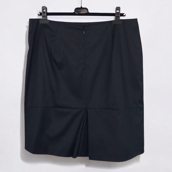 Akris NWT Black Skirt Pencil Cotton Strait Ruffle Knee Length $695 Retail
